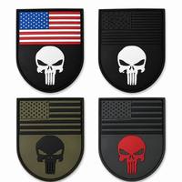 Badge personnalisé avec logo, patch en PVC 3D avec velcro, patch en caoutchouc Punisher, drapeau américain