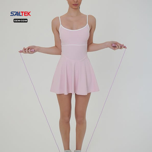 Vestido de tenis personalizado con tirantes finos y ribete en contraste, ropa de verano para mujer, shorts deportivos ajustados, vestido atlético de golf - Product Image 3