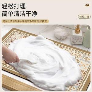 Tapis de bain Kiyono rectangulaire absorbant, antidérapant, séchage rapide, design minimaliste pour l'entrée de la salle de bain - Product Image 2