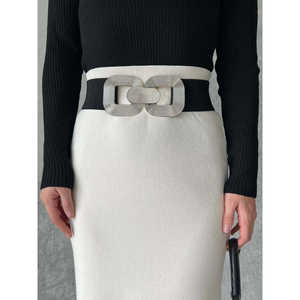 Ceinture élastique tendance avec boucle en alliage, ceinture en métal décontractée pour femmes, taille standard - Product Image 4