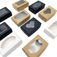 Boîte cadeau rigide en papier kraft noir, blanc, marron, personnalisée en gros, avec fenêtre transparente et dorure à chaud, pliable, pour emballage alimentaire et snacks