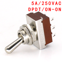 Interrupteur à bascule DPDT 5A 250VAC 6 broches On-on 2 positions, interrupteur momentané DPDT M12