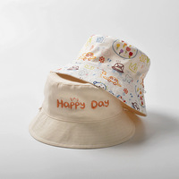 Sombrilla suave de doble cara para niños, sombrero de pescador, bordado Reversible para bebés y sombrero de cubo estampado completo