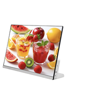 Reproductor de Publicidad con Pantalla Dividida de 21.5 Pulgadas, Marco de Aluminio, Menú Digital LED para Gabinete, Animación, OEM ODM, para Tiendas de Té de Burbujas