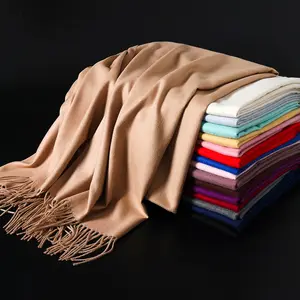 Модный зимний мягкий шарф из пашмины, женские шарфы, шали, теплые, оптовая продажа, обычные кашемировые шарфы из вискозы с кисточками для женщин