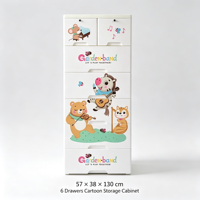 Armoire de rangement pour enfants en plastique avec tiroirs, imprimé animalier de dessin animé, en PP, organisateur de vêtements et de jouets pour enfants avec serrure
