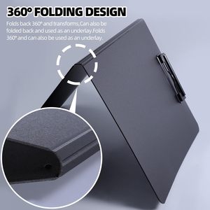 Carpeta Portapapeles Plegable A4 de Perfil Bajo, Horizontal y Vertical, con Doble Clip Metálico, Cubierta Plegable 360° y Soporte para Bolígrafo - Product Image 4