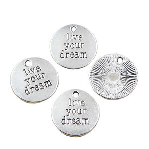 I piatti con ciondoli Color argento tibetano 20x20mm vivono i tuoi sogni gioielli antichi che realizzano oggetti fatti a mano fai da te - Product Image 1