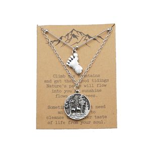 Collier unisexe en alliage de zinc, design animal Bigfoot classique, bijoux de voyageur de la forêt avec carte de montagne - Product Image 2