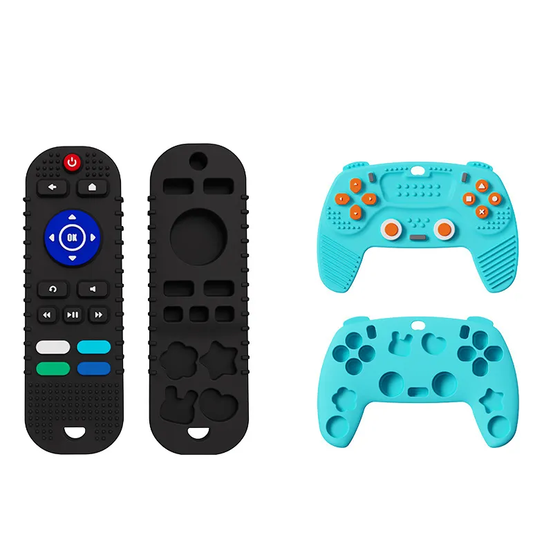 Baby Teether Toys TV Remote Control Shape Silicone Toddler Teething Toys for Babies 6-12 Months