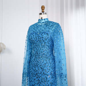 Jancember SZ202 أنيقة زرقاء دبي سهرة رسمية فساتين نسائية - Product Image 4