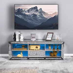 Belleworks New Design Mirror Tv Cabinet Modern Luxury Living Room Furniture Tv Stands For Home With Light Tv Stand Cabinet