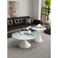 Table basse ronde minimaliste italienne en pierre frittée, table à thé moderne de luxe pour petit salon, mobilier de maison