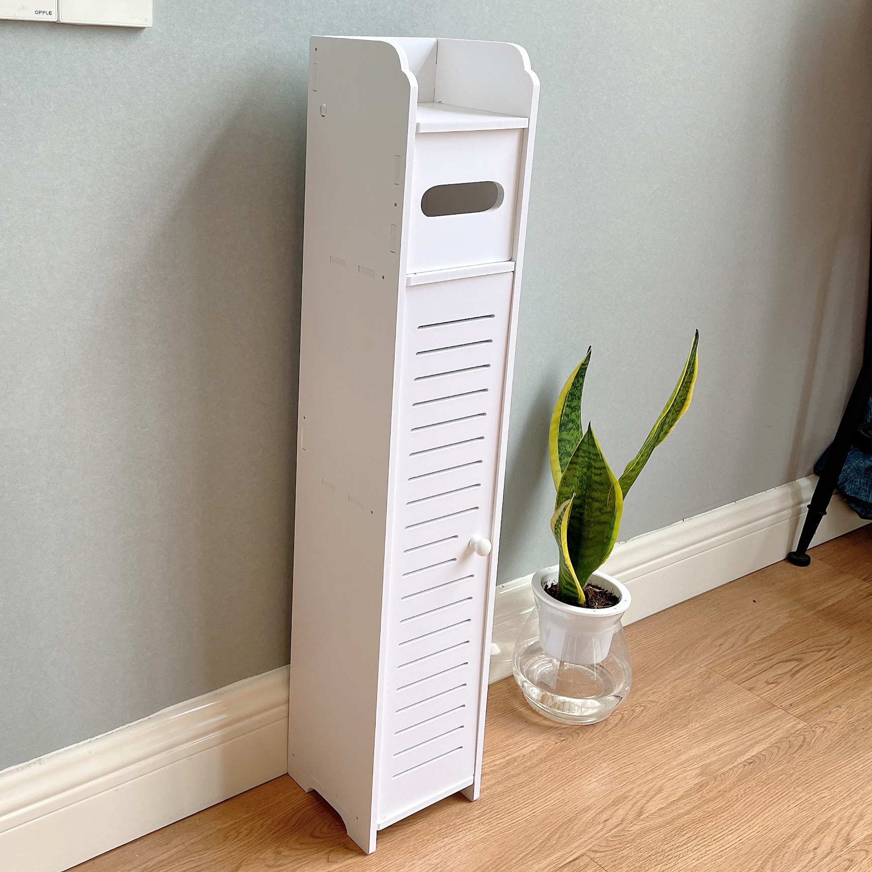 Toilet Paper Holder Stand,Bathroom Storage Cabinet Beside Toilet Storage Great for Small Bath,Waterproof Toilet Paper Stand