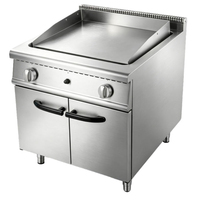 Grande Plancha à Gaz Professionnelle GPL/GN avec Armoire, 2 Boutons de Contrôle Séparés, pour Restaurant