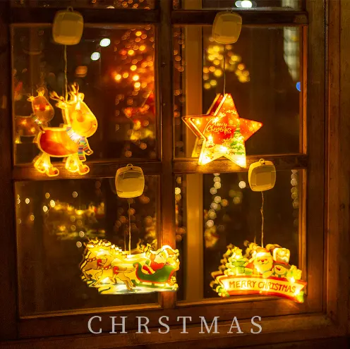 Kerst Sier Dubbele Brood Side Sukkels Batterij Bel Lichten Scène Versieren Heilige Dag Lichten Decoratieve Lamp Kerstman