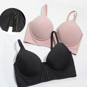 Vente en <span class=keywords><strong>gros</strong></span> Respirant 4XL Solide Soutien-Gorge sexy à boucle avant pour femmes Soutien-gorge push-up à armatures avec <span class=keywords><strong>gros</strong></span> seins - Product Image 1