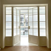 Puertas de Entrada de Diseño de Lujo Personalizadas, Puertas Dobles Francesas de Aluminio Negro para Exteriores, de Seguridad, para Villa