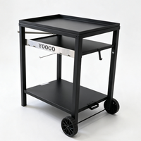 Nouvelle table de barbecue mobile en métal pour l'extérieur, chariot de transport portable pour grils de table et fours à pizza