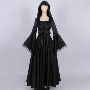 Vestido <span class=keywords><strong>de</strong></span> Halloween, <span class=keywords><strong>disfraz</strong></span> <span class=keywords><strong>de</strong></span> <span class=keywords><strong>bruja</strong></span> negra, <span class=keywords><strong>disfraz</strong></span> <span class=keywords><strong>de</strong></span> novia fantasma, vestido con capucha <span class=keywords><strong>para</strong></span> mujer, vestido medieval, vestido largo gótico, ropa europea - Product Image 3