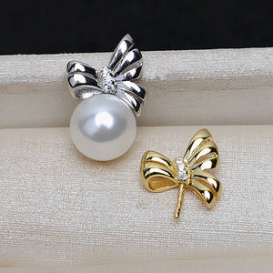 Colgante de Aguja Recta de Plata S925 con 8-10 Perlas Sueltas, Accesorio para DIY con Bandeja Vacía, Semiterminado 3927 - Product Image 1