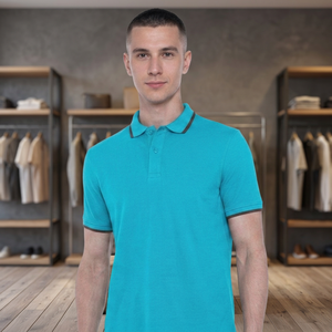 Polo à manches courtes pour homme, couleur unie, décontracté, respirant, en tissu Oxford de coton, coupe classique, boutons, style tissé - Product Image 2