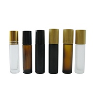 10 ml 5ml Bouteilles Noir Mat Parfum Huile Essentielle clair 10 ml Rouleau De Bambou Sur Bouteille En Verre avec Couvercle À Boule En Métal pour Huiles