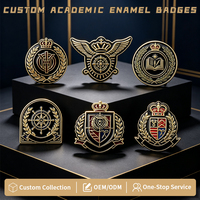 Badge métallique académique personnalisé, écusson européen, broche de revers plaquée or, insignes de club universitaire, souvenir de remise de diplôme