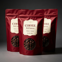 Sachet Doypack Personnalisé Mat pour Café et Pâtisseries, Faible MOQ, avec Fermeture Éclair et Fenêtre, Qualité Alimentaire, Refermable, Option Gaufrage