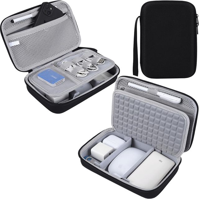 2026 New Mesh EVA Case with Elastic Strap for Cables Organizer Hard Shell Travel Bag Handle Design Waterproof Storage Case