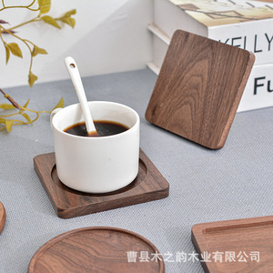 Wooden Coasters Square Round Heat Insulating Mats For Coffee Tea Cup Holder <b>Solid</b> <b>Wood</b> <b>Desk</b> Mat Shandong Made - Product Image 1