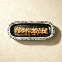 Plat de service ovale en céramique texturé effet pierre, 10 et 14 pouces, pour tapas, poisson entier, charcuterie – Vaisselle de luxe pour la restauration fine