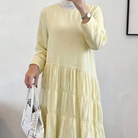 Robe YKD139 à jupe large jaune clair, collection haut de gamme printemps/été, vêtements musulmans islamiques haut de gamme, hijabs