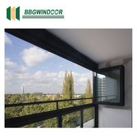 Fenêtre de balcon pliante horizontale en aluminium et verre trempé Lukliving, 5 mm + 20A + 5 mm, revêtement personnalisé, taille et couleur sur mesure
