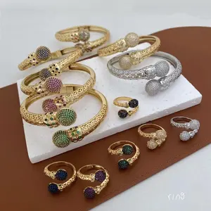 Brazaletes de joyería fina de circonia cúbica multicolor, brazalete chapado en oro para mujer, brazaletes de bola de diseño - Product Image 1