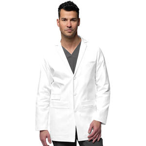 White Soft Woven Twill Fabric Trench Coat for Men OEM Hospital <b>Uniforms</b> Needle Detection Medical Lab Jacket Nurses Doctors - Product Image 6