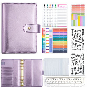 A6 Budget <strong>Binder</strong> with Zipper Envelopes PU Leather Money Organizer for <strong>Cash</strong> <strong>Stuffing</strong> Golden Budget Planner with <strong>Cash</strong> Envelopes - Product Image 6