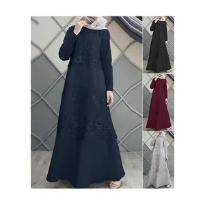 Black Lace 3 Layered Design Nida Abaya fabric Loose Fitting Organza Dubai Jilbaya Women Long Sleeve Kaftan Islamic Clothing