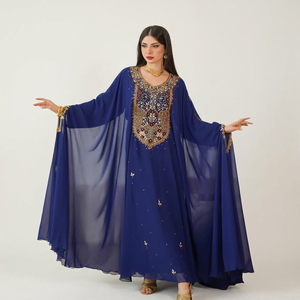 Wholesale AWAIS HOUSE Luxury 2-Piece Set Muslim Women Modest Simple Solid Velvet Beaded Washable Eco-Friendly Nonwoven Built-in - Product Image 1