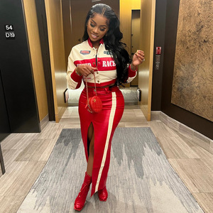 Vestes Y8005-fall pour femmes à manches longues moto PU veste en cuir femmes lettre impression manteau - Product Image 4