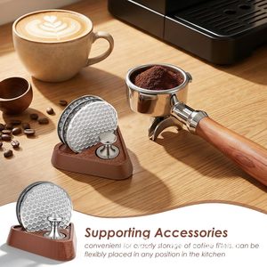 Stainless Steel Coffee Tamper <b>Set</b> With Sapele Wood Base Universal Espresso Accessories - Product Image 3