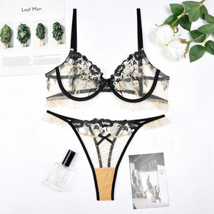 Lingerie de mode romantique en maille transparente brodée avec volants et armatures - Product Image 6