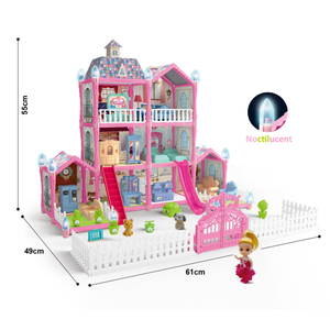 Set di Costruzione Fai-da-Te per Casa delle Bambole a Forma di Castello, 215 Pezzi, 3 Piani, 8 Stanze - Product Image 1