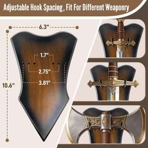 Soporte de Pared de <span class=keywords><strong>Madera</strong></span> con Forma de Escudo para Exhibición de Objetos Coleccionables, Soporte de <span class=keywords><strong>Madera</strong></span> para Decoración - Product Image 2