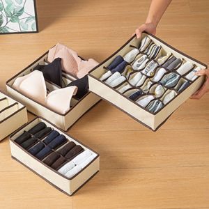 Clothing Organizer <b>Drawer</b> Style Fabric Storage Box For Underwear Socks Minimalist Design Washable Non Woven Fabric Rectangle - Product Image 1