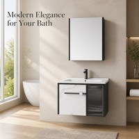 ETON Meuble-lavabo mural carré moderne en contreplaqué résistant à l'eau, finition polie, pour hôtel, nickel brossé