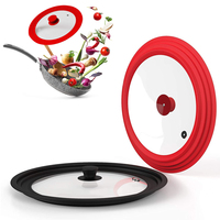 Couvercle de casserole en verre multi-taille noir blanc rouge couvercle de casserole multifonctionnel de sécurité alimentaire couvercle de casserole universel en silicone de cuisson