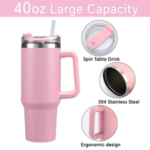 OEM 40Oz Stainless Steel Rhinestone Tumbler Handle Lid Straw <b>Double</b> <b>Wall</b> Vacuum Insulated LED Temperature Display BPA Free - Product Image 5
