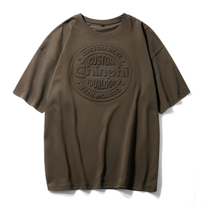 เสื้อยืดผู้ชายเนื้อหนัก 350gsm ผ้าฝ้ายถักนุ่ม 100% ทรงหลวม พิมพ์ลายนูน คอกลม - Product Image 1
