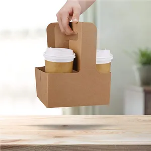 Bandeja de café desechable, soporte de taza Biodegradable y Compostable, portador de bebidas duradero para servicio de entrega de alimentos